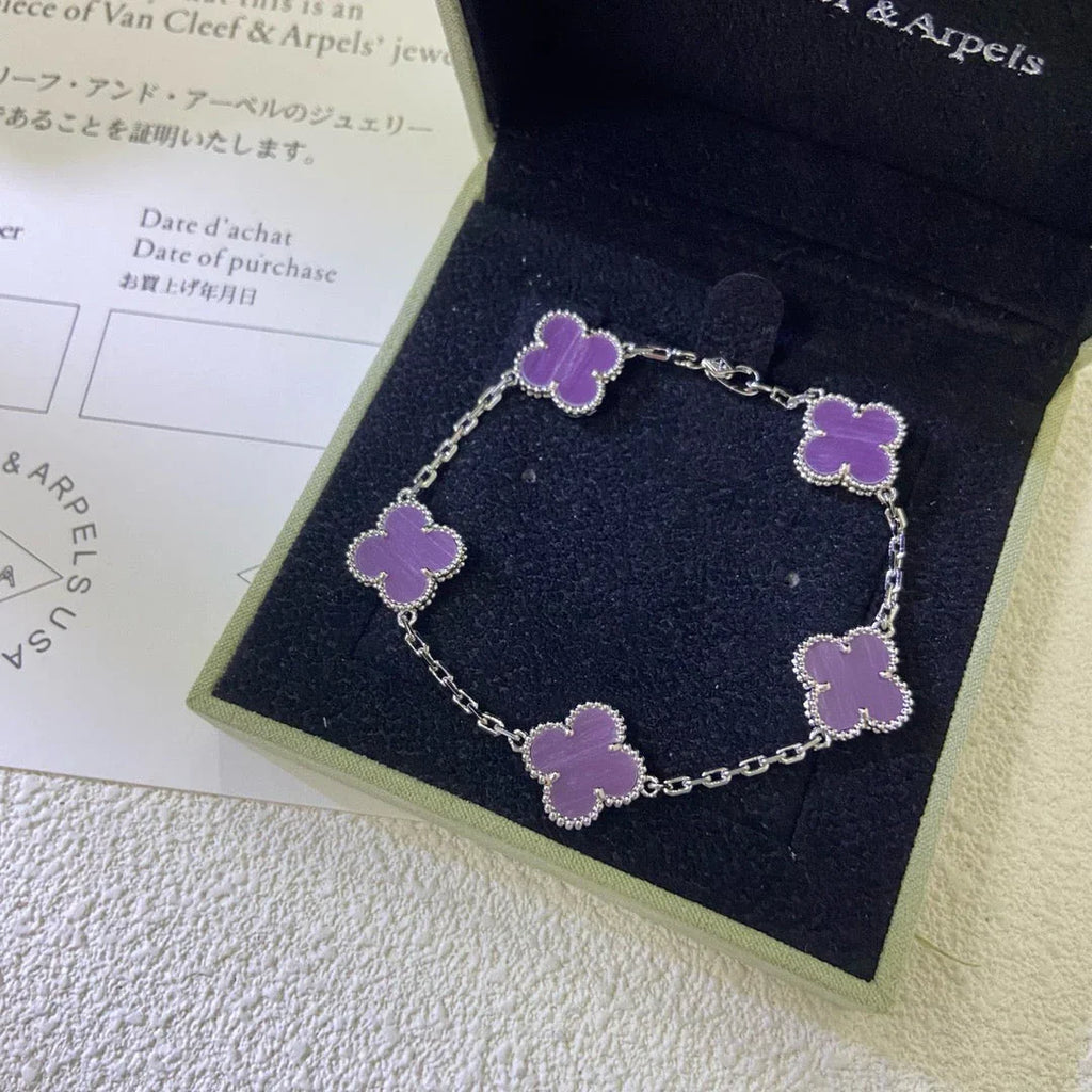 [LUXE JEWELRY] CLOVER 5 MOTIF VIOLET BRACELET COLLECTION