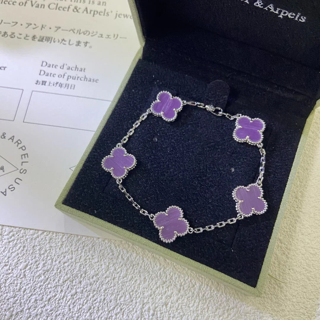 [LUXE JEWELRY] CLOVER 5 MOTIF VIOLET BRACELET COLLECTION