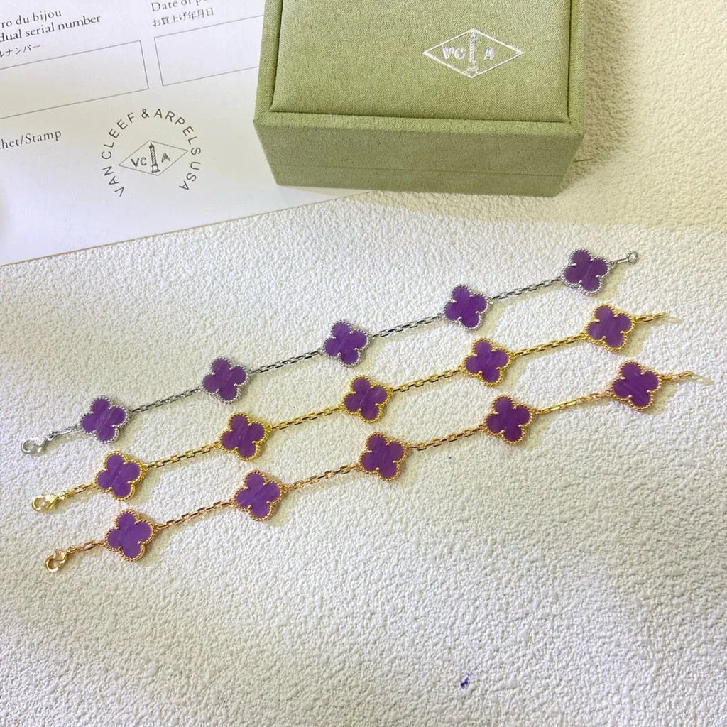 [LUXE JEWELRY] CLOVER 5 MOTIF VIOLET BRACELET COLLECTION