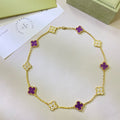 [LUXE JEWELRY]CLOVER 10 MOTIFS  PURPLE VIOLET DIAMOND NECKLACE
