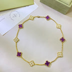 [LUXE JEWELRY]CLOVER 10 MOTIFS  PURPLE VIOLET DIAMOND NECKLACE