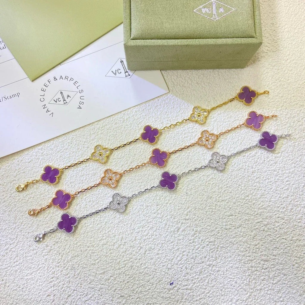 [LUXE JEWELRY] CLOVER 5 MOTIF VIOLET BRACELET COLLECTION