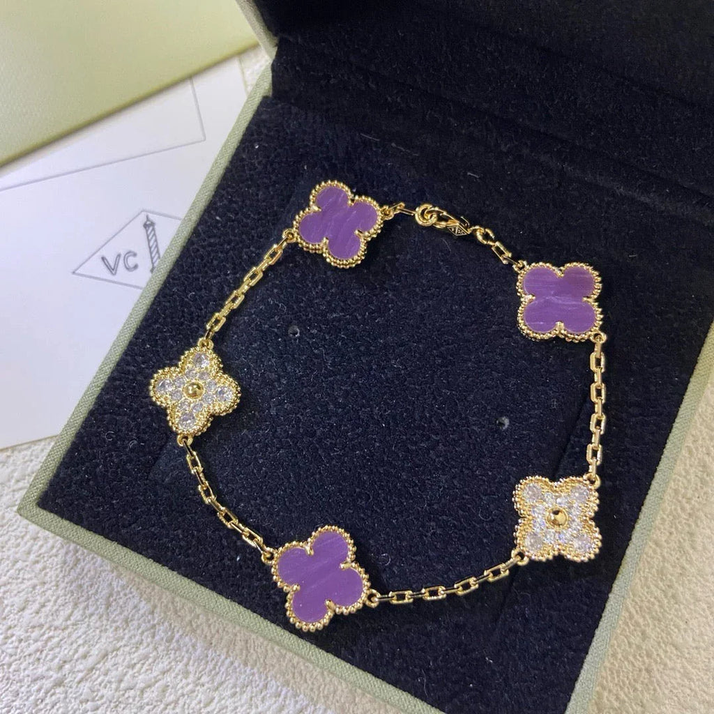 [LUXE JEWELRY] CLOVER 5 MOTIF VIOLET BRACELET COLLECTION