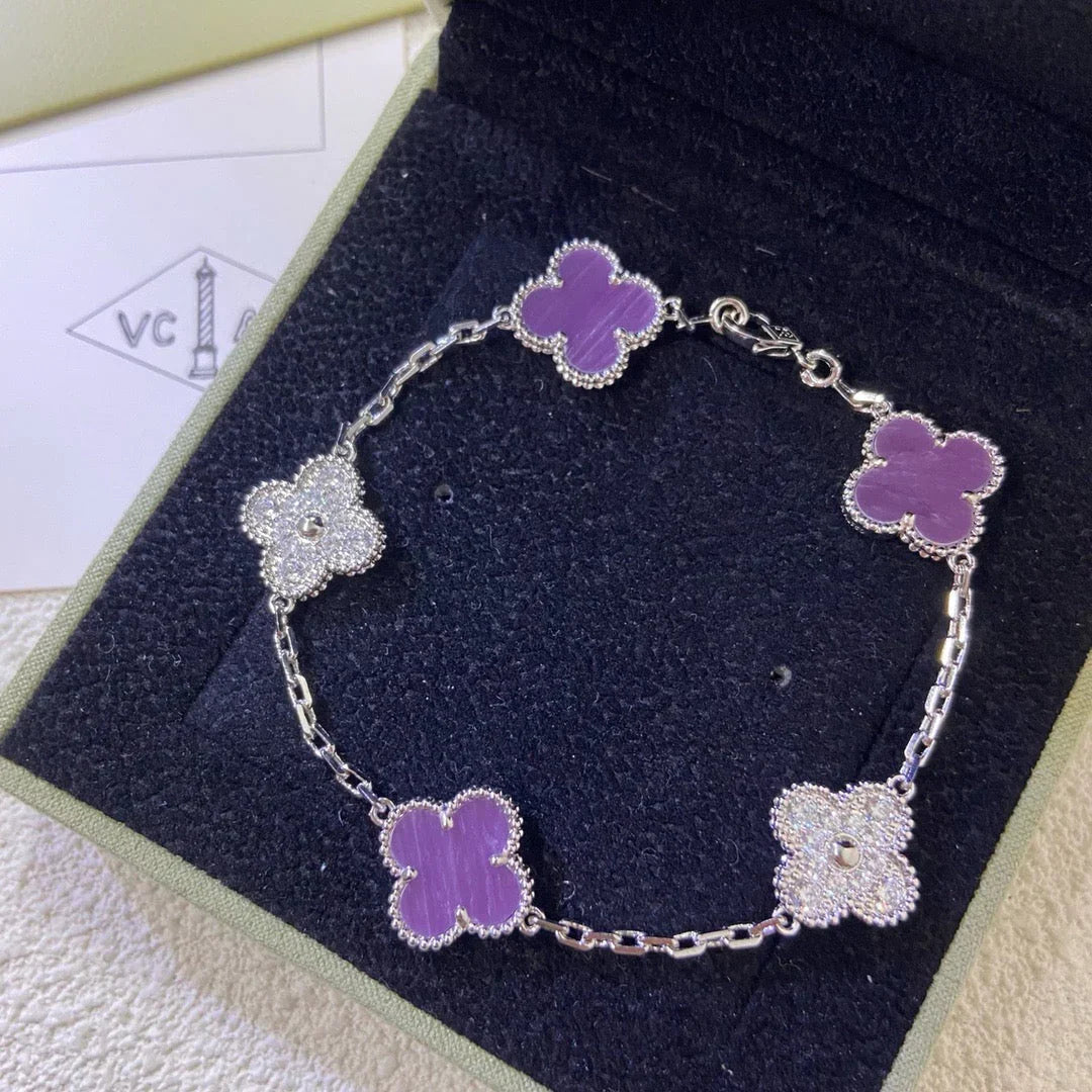 [LUXE JEWELRY] CLOVER 5 MOTIF VIOLET BRACELET COLLECTION