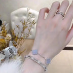[LUXE JEWELRY] CLOVER 5 MOTIF PURPLE CHALCEDONY BRACELET COLLECTION