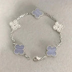 [LUXE JEWELRY] CLOVER 5 MOTIF PURPLE CHALCEDONY BRACELET COLLECTION