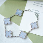 [LUXE JEWELRY] CLOVER 5 MOTIF PURPLE CHALCEDONY BRACELET COLLECTION