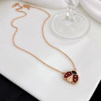 [LUXE JEWELRY]LUCKY  CARNELIANS LADYBUG NECKLACE
