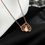 [LUXE JEWELRY]LUCKY  CARNELIANS LADYBUG NECKLACE
