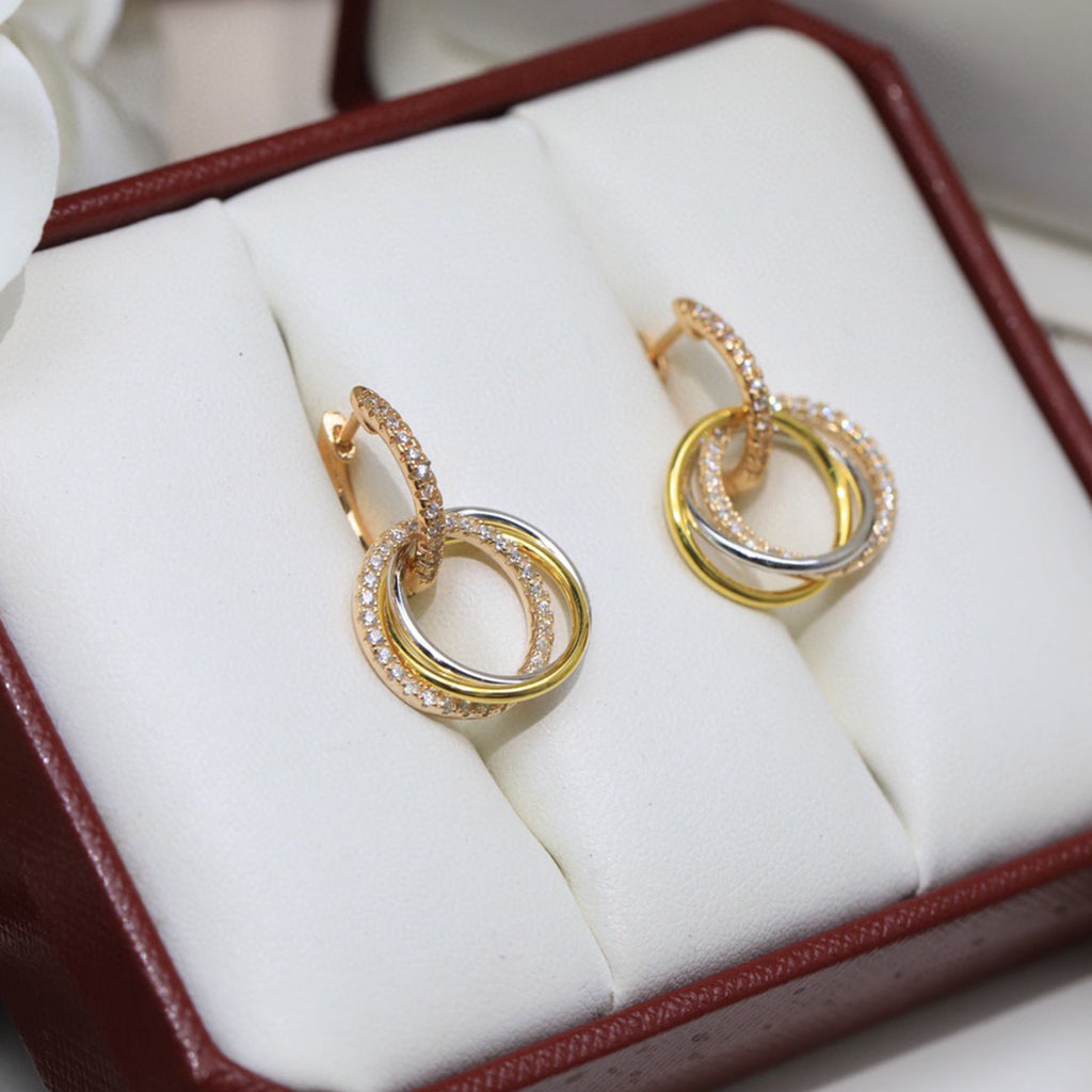 [LUXE JEWELRY] TRINITY HALF DIAMOND  EARRINGS