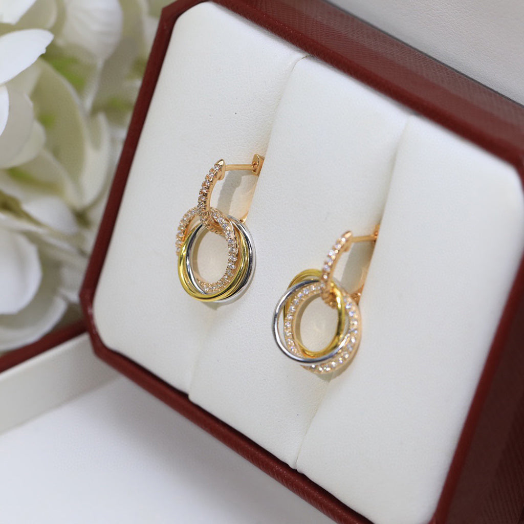 [LUXE JEWELRY] TRINITY HALF DIAMOND  EARRINGS