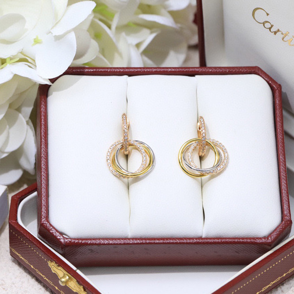 [LUXE JEWELRY] TRINITY HALF DIAMOND  EARRINGS