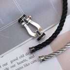 [LUXE JEWELRY]FORCE LARGE HORSESHOE BLACK DIAMOND BRACELET SILVER