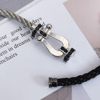 [LUXE JEWELRY]FORCE LARGE HORSESHOE BLACK DIAMOND BRACELET SILVER
