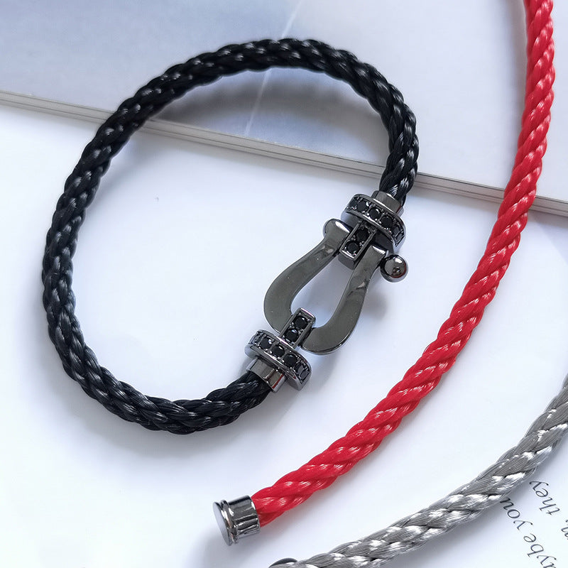[LUXE JEWELRY]FORCE LARGE SERIES HORSESHOE BLACK SAMURAI BRACELET