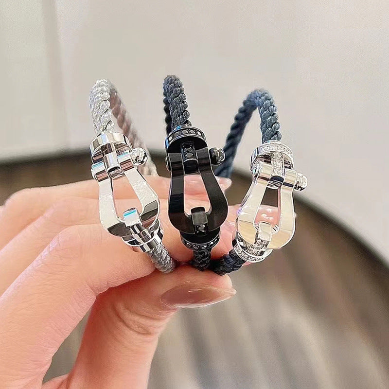 [LUXE JEWELRY]FORCE LARGE HORSESHOE FULL DIAMOND BRACELET SILVER