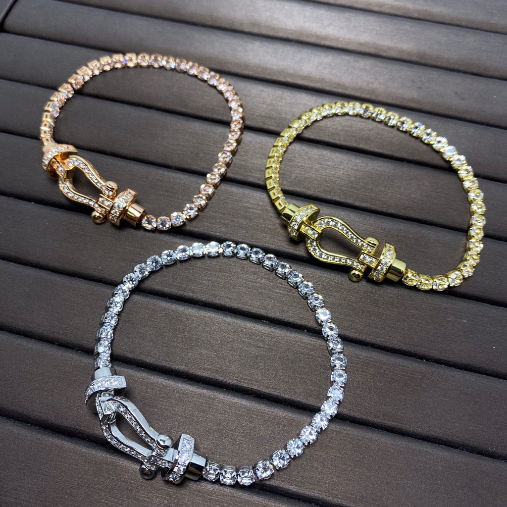 [LUXE JEWELRY]FORCE  LARGE HORSESHOE FULL DIAMOND TENNIS BRACELET