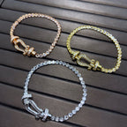 [LUXE JEWELRY]FORCE  LARGE HORSESHOE FULL DIAMOND TENNIS BRACELET