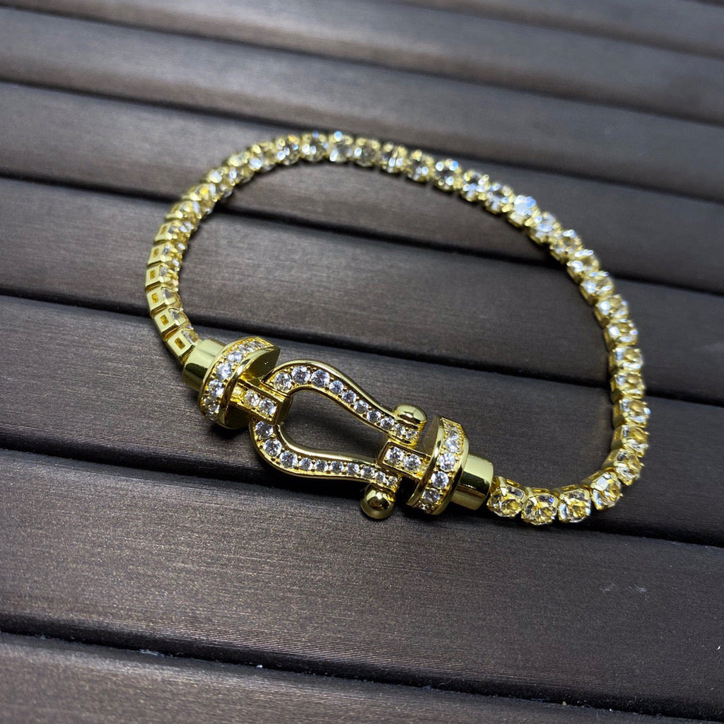 [LUXE JEWELRY]FORCE  LARGE HORSESHOE FULL DIAMOND TENNIS BRACELET
