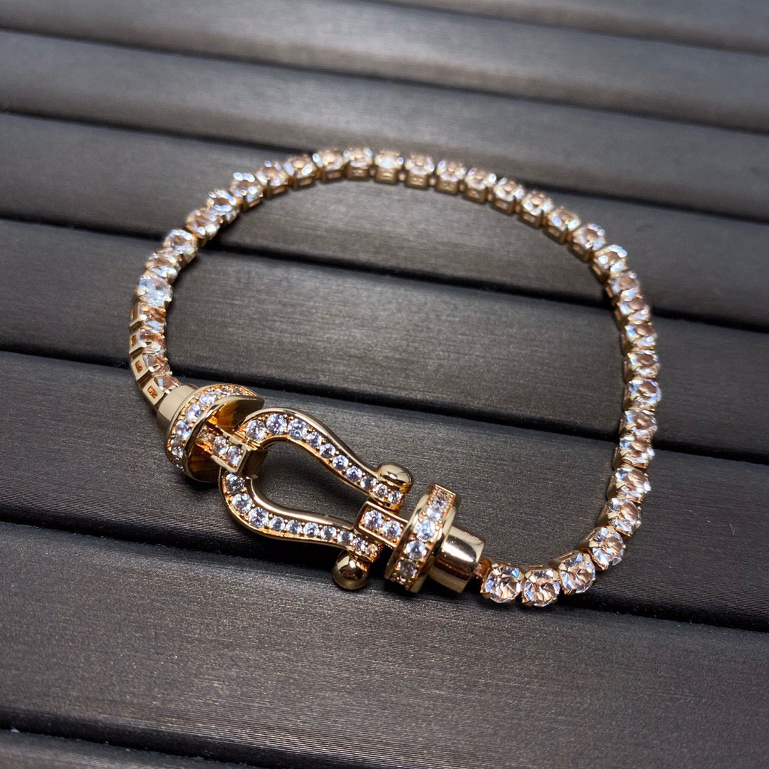 [LUXE JEWELRY]FORCE  LARGE HORSESHOE FULL DIAMOND TENNIS BRACELET
