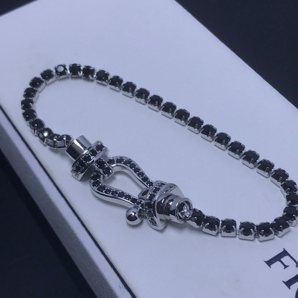 [LUXE JEWELRY]FORCE  LARGE HORSESHOE FULL DIAMOND TENNIS BRACELET