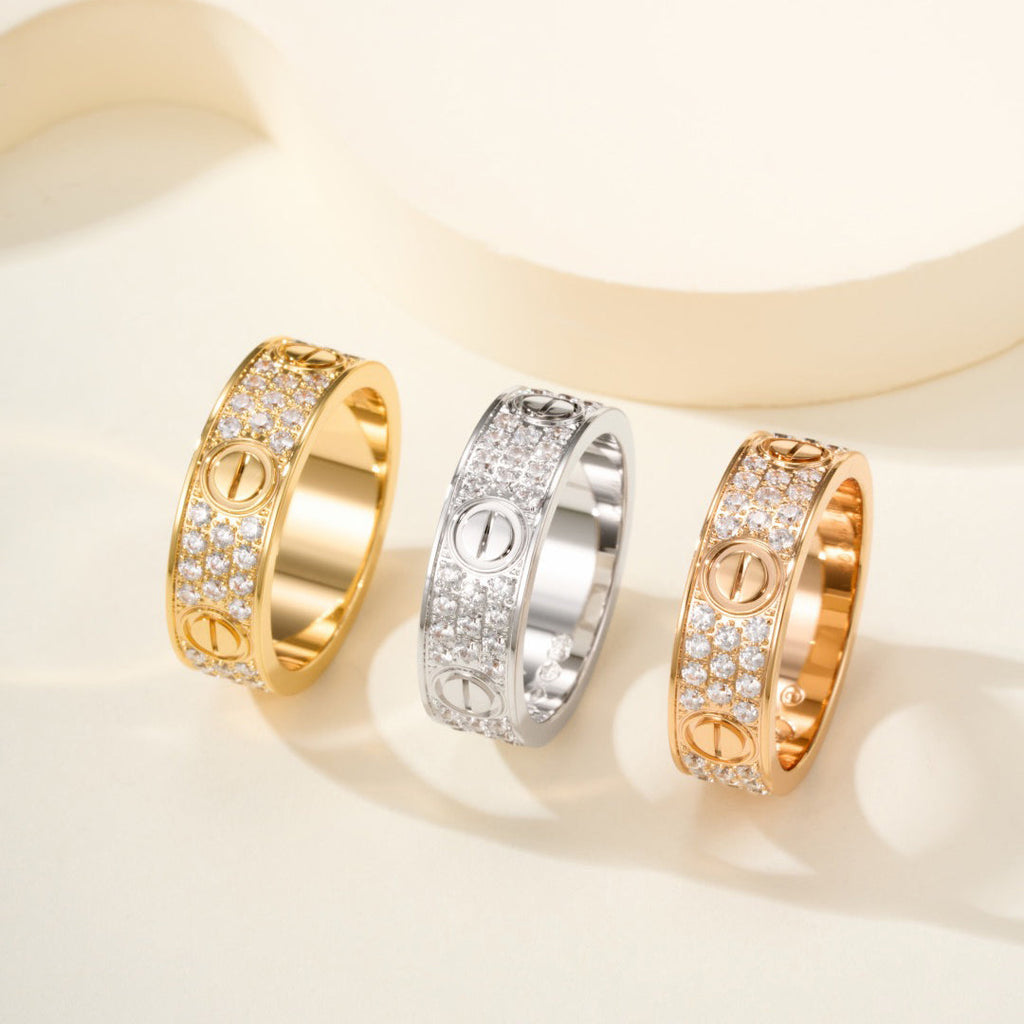 [LUXE JEWELRY] LOVE RING 5.5MM DIAMONDS PAVED