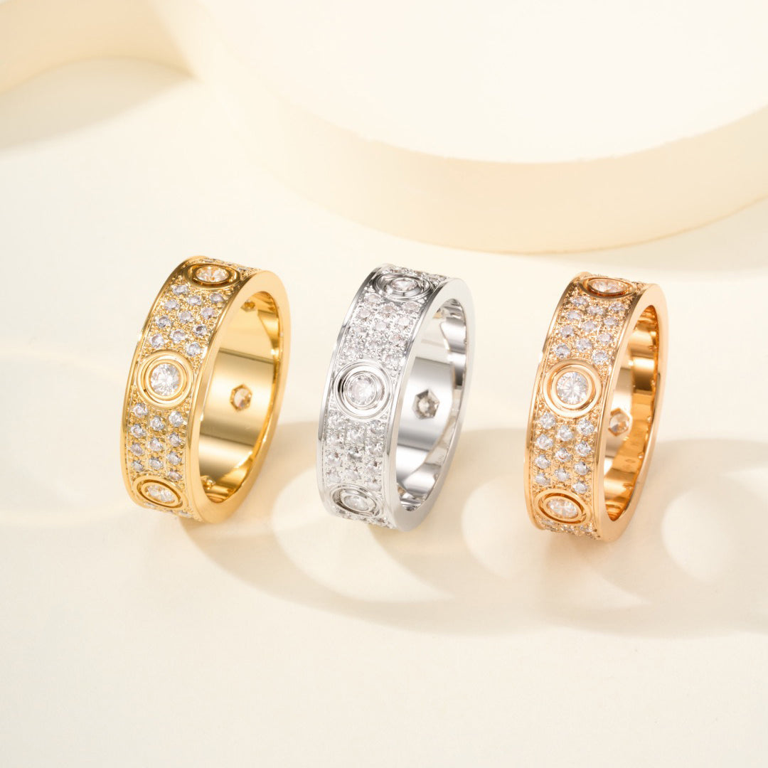 [LUXE JEWELRY] LOVE 5.5MM FULL-PAVE 6-DIAMOND RING