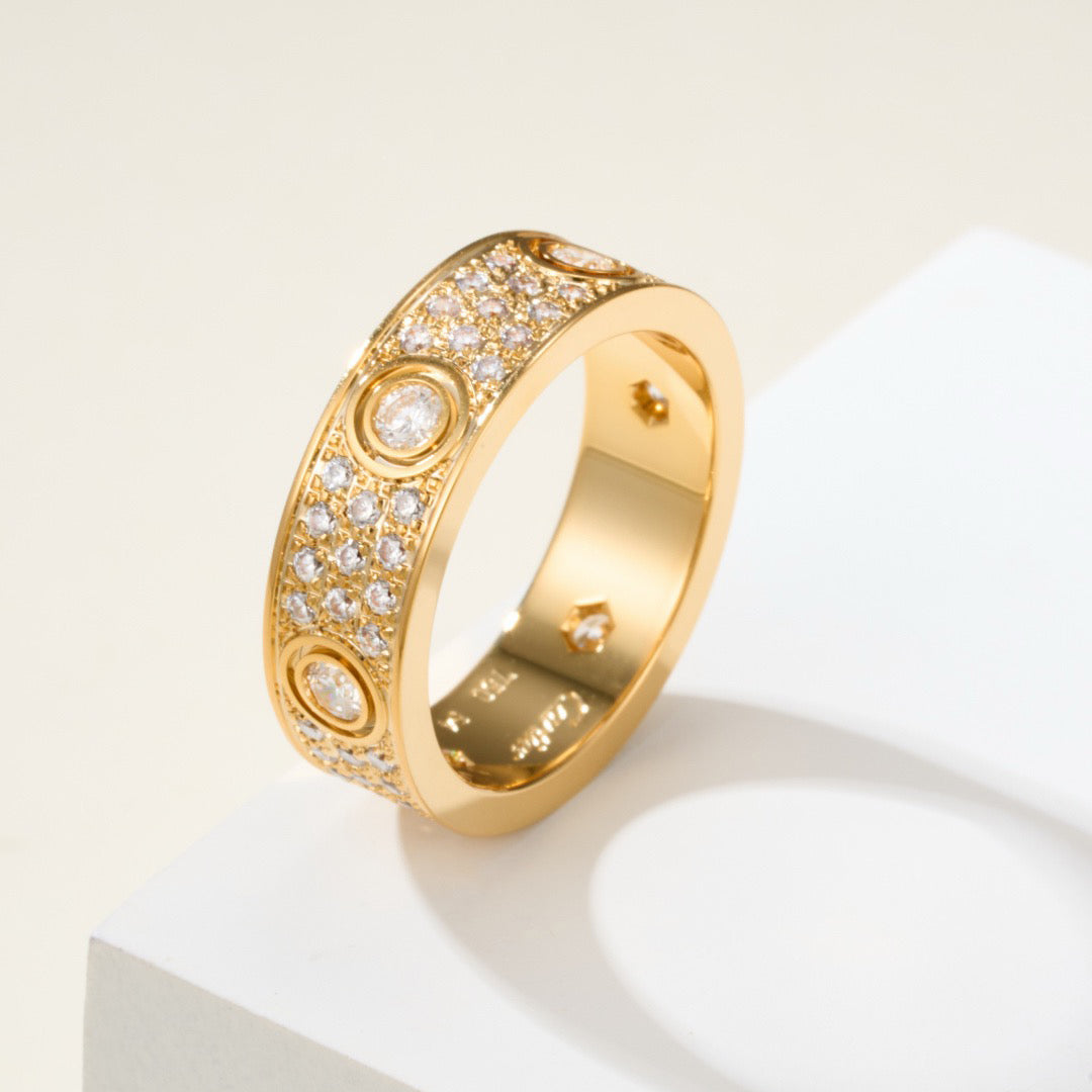 [LUXE JEWELRY] LOVE 5.5MM FULL-PAVE 6-DIAMOND RING