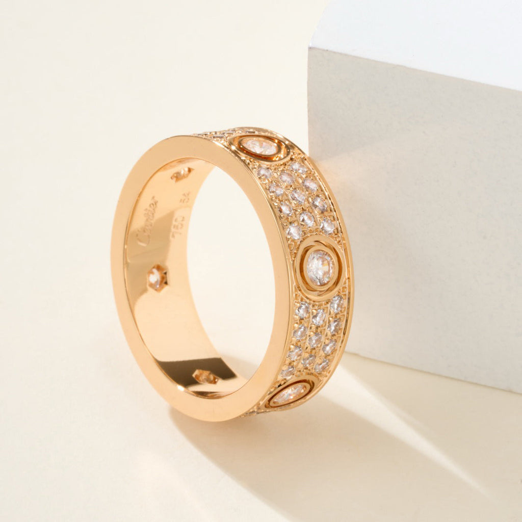 [LUXE JEWELRY] LOVE 5.5MM FULL-PAVE 6-DIAMOND RING