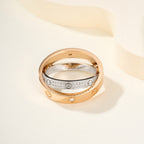 [LUXE JEWELRY] LOVE PINK GOLD SILVER DIAMOND DOUBLE RING