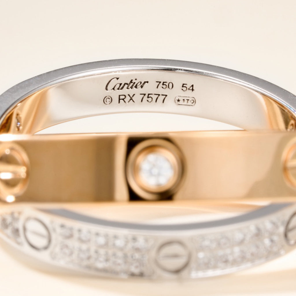 [LUXE JEWELRY] LOVE PINK GOLD SILVER DIAMOND DOUBLE RING