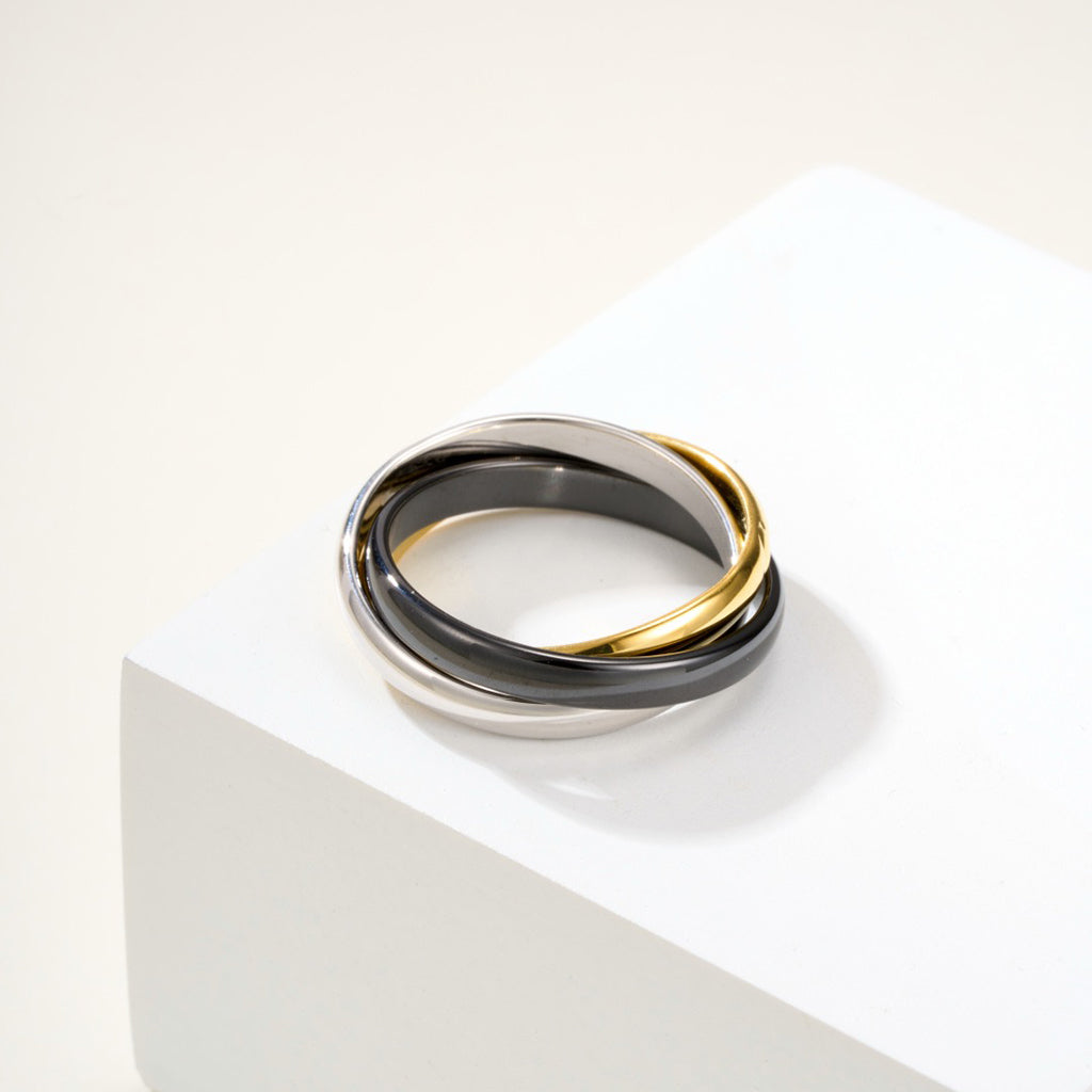 [LUXE JEWELRY] TRINITY 3.2MM RING BLACK CERAMIC