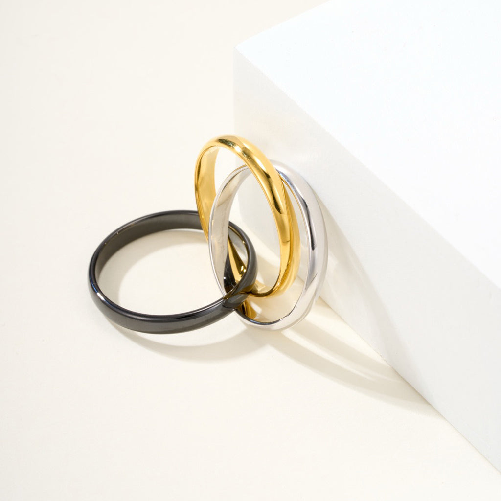 [LUXE JEWELRY] TRINITY 3.2MM RING BLACK CERAMIC
