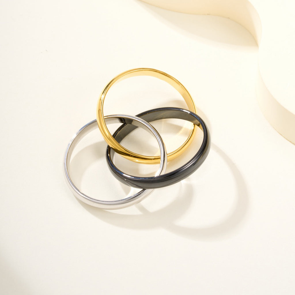 [LUXE JEWELRY] TRINITY 3.2MM RING BLACK CERAMIC