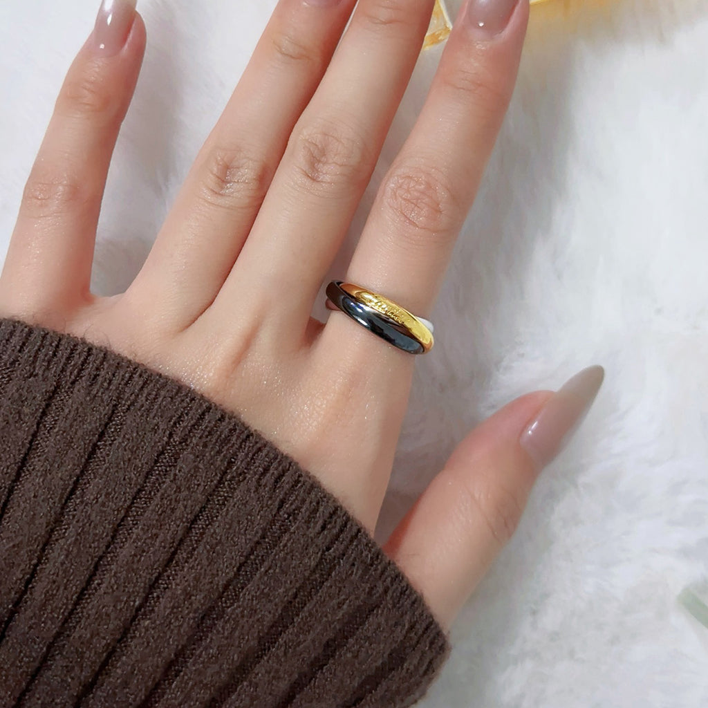 [LUXE JEWELRY] TRINITY 3.2MM RING BLACK CERAMIC
