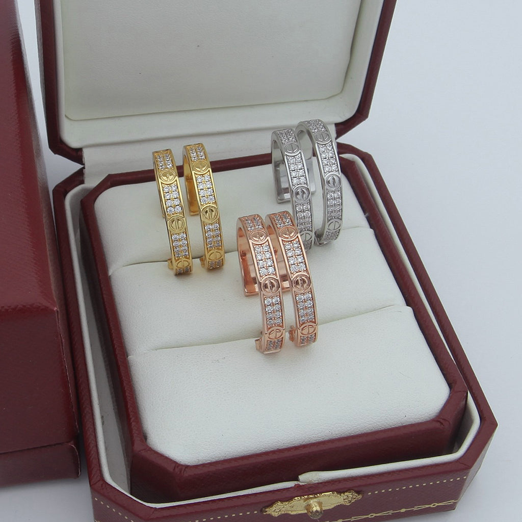 [LUXE JEWELRY] LOVE EARRINGS 3.6MM DIAMOND PAVED