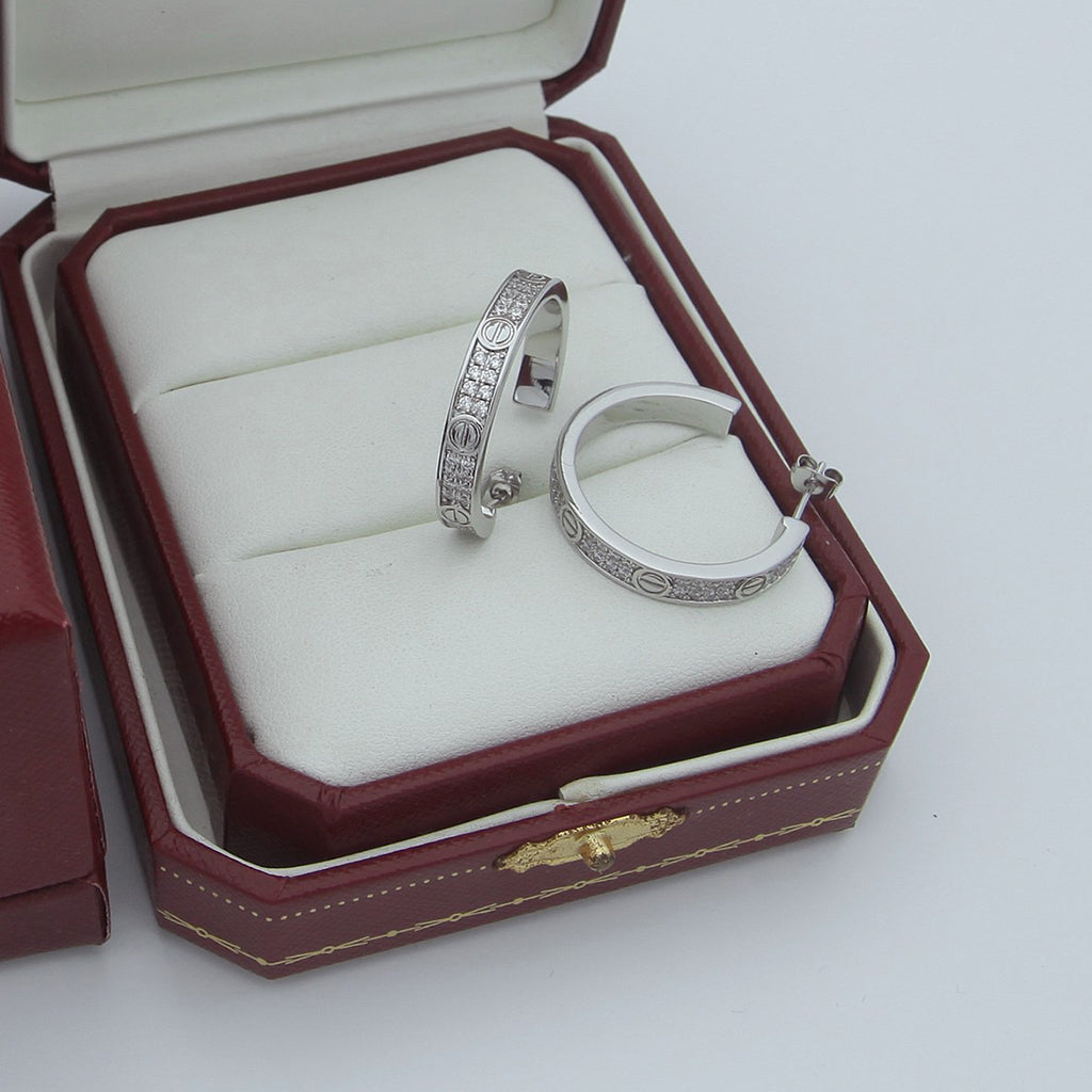[LUXE JEWELRY] LOVE EARRINGS 3.6MM DIAMOND PAVED