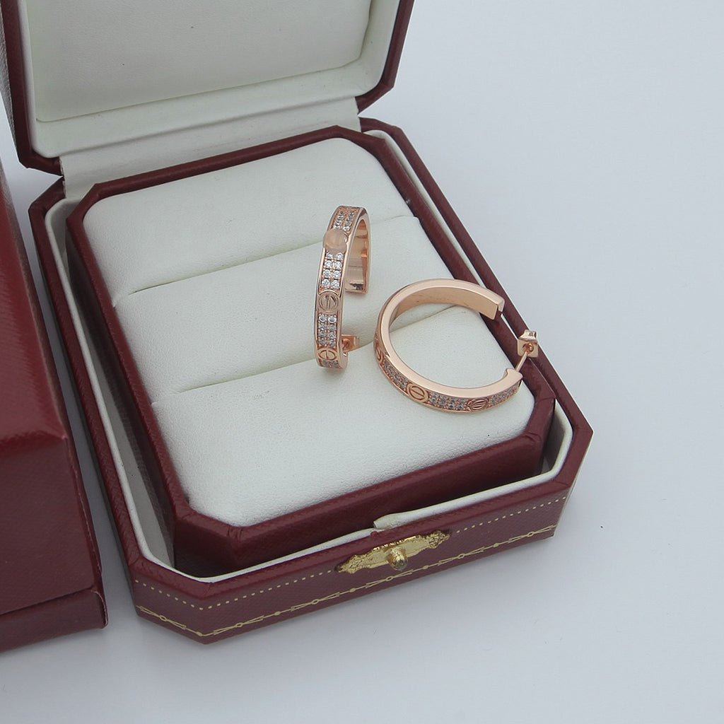 [LUXE JEWELRY] LOVE EARRINGS 3.6MM DIAMOND PAVED