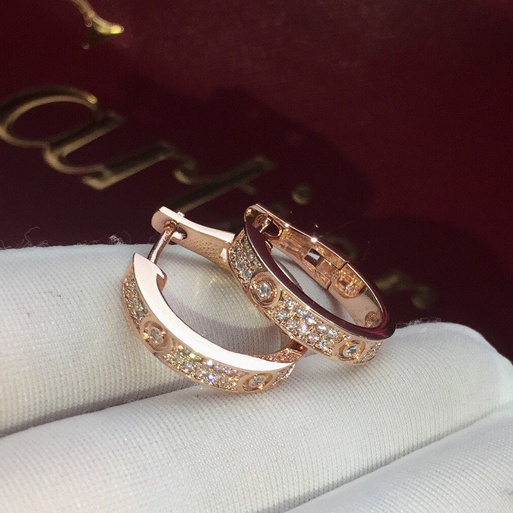 [LUXE JEWELRY] LOVE 5.5MM DIAMOND PAVED EARRINGS