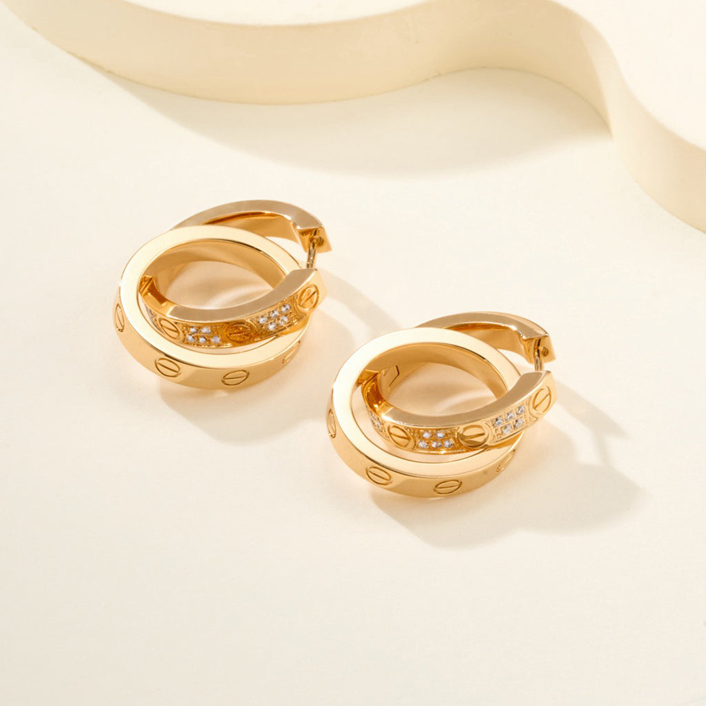 [LUXE JEWELRY] LOVE 3.3MM DANGLE HALF DIAMOND EARRINGS