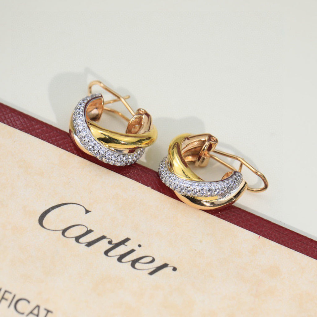 [LUXE JEWELRY] TRINITY HALF DIAMOND  CLASSIC EARRINGS