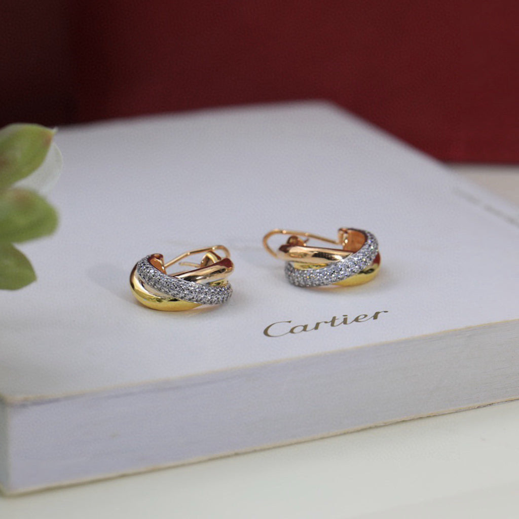 [LUXE JEWELRY] TRINITY HALF DIAMOND  CLASSIC EARRINGS