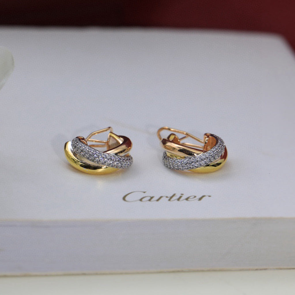 [LUXE JEWELRY] TRINITY HALF DIAMOND  CLASSIC EARRINGS