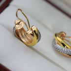 [LUXE JEWELRY] TRINITY HALF DIAMOND  CLASSIC EARRINGS
