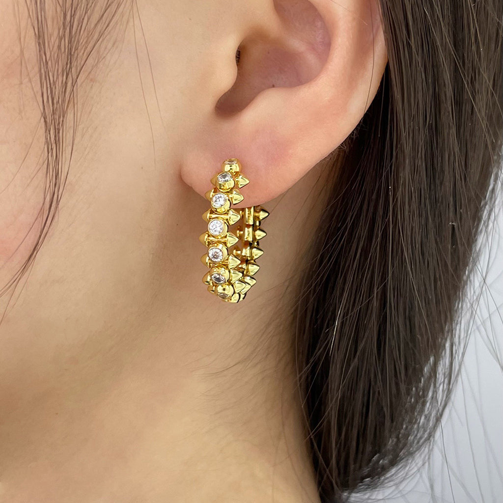 [LUXE JEWELRY] CLASH FULL DIAMOND MEDIUM EARRINGS