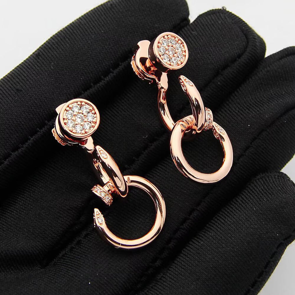 [LUXE JEWELRY] JUSTE HALF DIAMOND DOUBLE EARRINGS