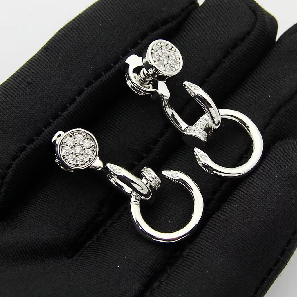 [LUXE JEWELRY] JUSTE HALF DIAMOND DOUBLE EARRINGS