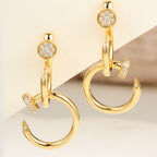 [LUXE JEWELRY] JUSTE HALF DIAMOND DOUBLE EARRINGS