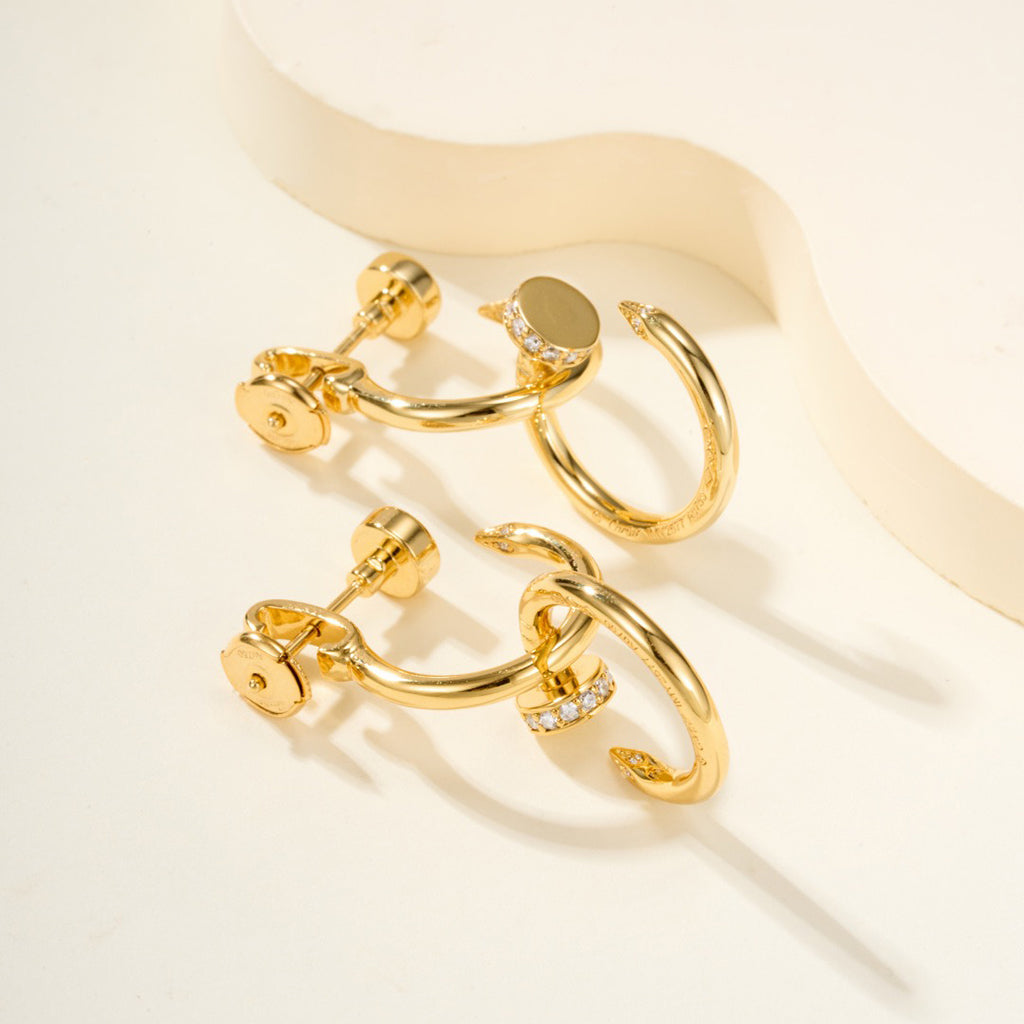 [LUXE JEWELRY] JUSTE HALF DIAMOND DOUBLE EARRINGS