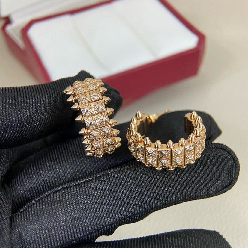 [LUXE JEWELRY] CLASH 9.2MM FULL DIAMOND DOUBLE ROW EARRINGS